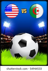 Algeria versus United States on Soccer Stadium Event Background Original Illustration