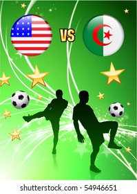 Algeria versus United States on Abstract Green Stars Background Original Illustration