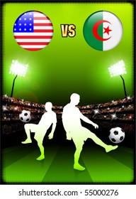 Algeria versus United States on Stadium Event Background Original Illustration