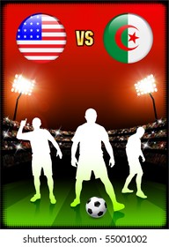 Algeria versus United States on Stadium Event Background Original Illustration