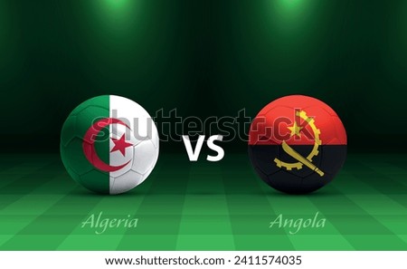 Algeria vs Angola football scoreboard broadcast template for soccer africa tournament 2023 Foto stock © 