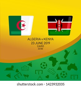 Algeria vs Kenya, African football match 2019, Egypt pattern with modern and traditional elements, Vector illustration