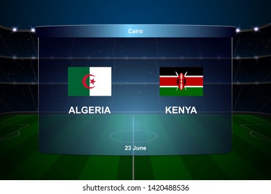 Algeria vs Kenya football scoreboard broadcast graphic soccer template