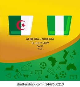 Algeria vs Nigeria, African football match 2019, Egypt pattern with modern and traditional elements, Vector illustration.
