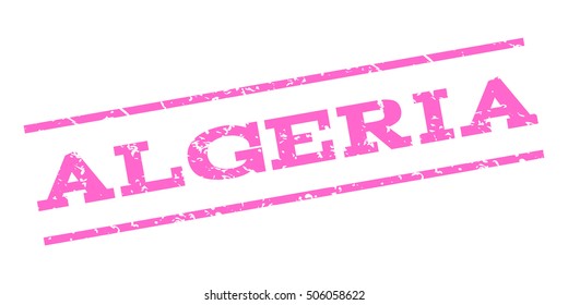 Algeria watermark stamp. Text Caption between parallel lines with grunge design style. Rubber seal stamp with dirty texture. Vector pink color ink imprint on a white background.