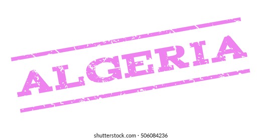 Algeria watermark stamp. Text Caption between parallel lines with grunge design style. Rubber seal stamp with dust texture. Vector violet color ink imprint on a white background.
