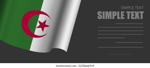 algeria waving flag Grey background,3D algeria flag moving wind blowing,banner ribbon flag on dark background,Horizontal vector flag poster.algeria celebrate Day holiday vacation.