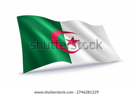 Algeria waving flag of isolated on white background.