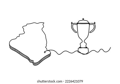Frontera argelina con trofeo como dibujo de líneas. Vector