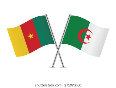 Algerian and Cameroon flags. Vector illustration.