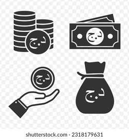 Algerian Dinar icons set money icon vector image on transparent background (PNG).