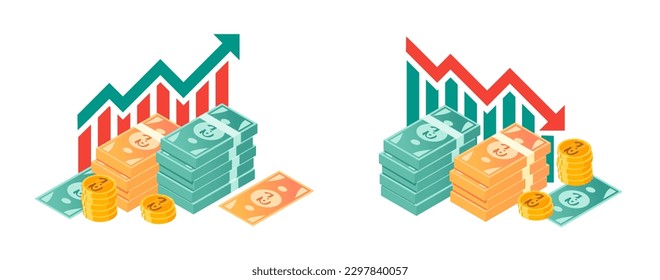 Algerian Dinar Value Increase and Declining Illustrations
