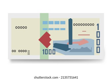 Algerian Dinar Vector Illustration. Algeria money set bundle banknotes. Paper money 1000 DZD. Flat style. Isolated on white background. Simple minimal design.