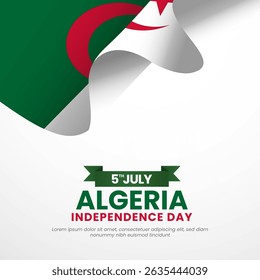 Algerian flag for Algeria independence day square banner background with realistic flag