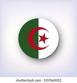Algerian flag as circle icon, vector flag of Algeria.