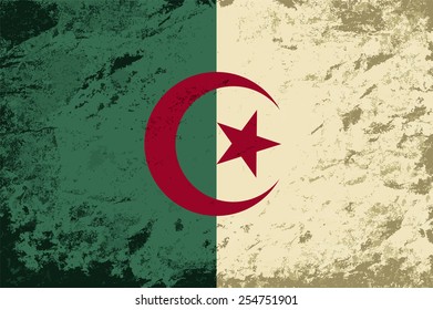 Algerian flag. Grunge background. Vector illustration