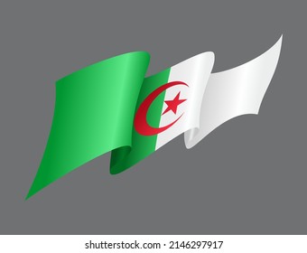 Algerian flag wavy abstract background. Vector illustration.