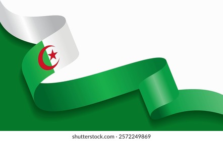 Algerian flag wavy abstract background. Vector illustration.