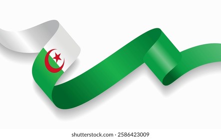 Algerian flag wavy abstract background. Vector illustration.