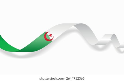 Layout de plano de fundo ondulado abstrato da bandeira argelina. Ilustração vetorial.