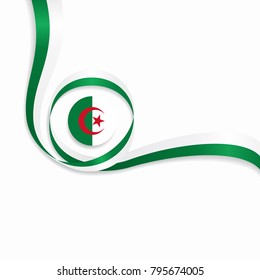 Algerian flag wavy abstract background. Vector illustration.