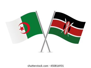 Algerian and Kenyan flags. Vector illustration.