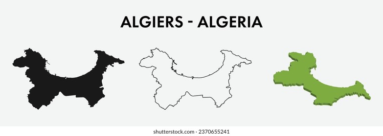 Algiers algeria city map set vector illustration design isolated on white background. Concept of travel and geography.
