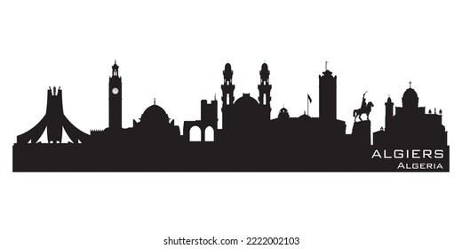 Algiers Algeria city skyline Detailed vector silhouette