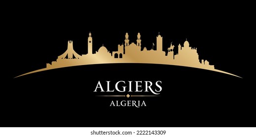 Algiers Algeria city skyline silhouette. Vector illustratio