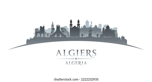 Algiers Algeria city skyline silhouette. Vector illustration