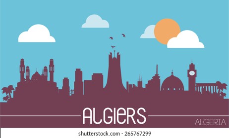 Algiers city Algeria skyline silhouette flat design vector illustration