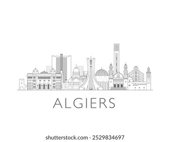 Algiers cityscape line art style vector illustration