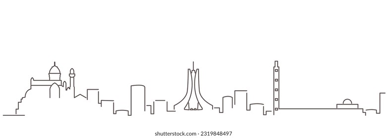 Algiers Dark Line Simple Minimalist Skyline With White Background