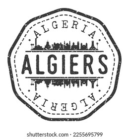 Algiers ,El Djazaïr, Algeria Stamp Skyline Postmark. Silhouette Postal Passport. City Round Vector Icon. Vintage Postage Design.