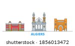Algiers line cityscape, flat vector. Travel city landmark, oultine illustration, line world icons