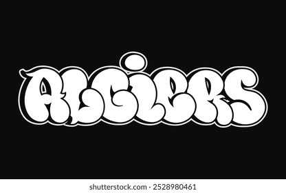 Argel - letras de una sola palabra, estilo de graffiti. Logotipo dibujado a mano de Vector. Camiseta divertida de la impresión del estilo del graffiti de Argel, moda, concepto del cartel