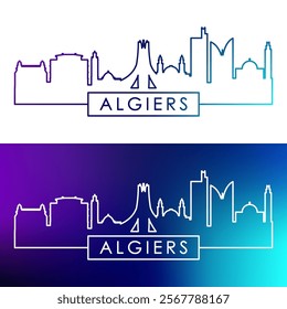 Algiers skyline. Colorful linear style. Single line. Editable vector file.