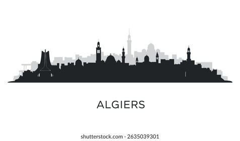 Argel Skyline Vetor com a Silhueta da paisagem urbana da Argélia.