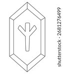 Algiz, also known as Elhaz, is a rune of the Elder Futhark, symbolizing divine patronage, protection, and connection with higher powers. This vector linear image is available for coloring. 