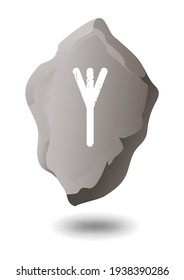 ALGIZ STONE RUNE ON A WHITE BACKGROUND IN VECTOR