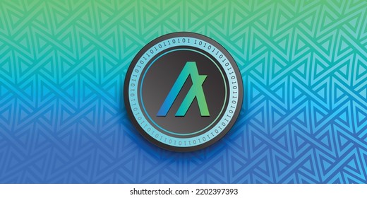 Algorand (ALGO) crypto coin token vector illustration. Virtual currency symbol banner and background