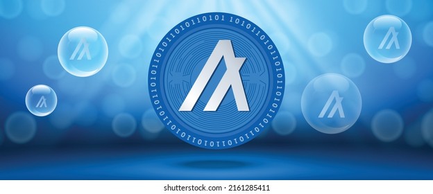 Algorand (ALGO) crypto currency futuristic tech vector background. Can be used as wallpaper, website banner, poster and technology backdrop. 
