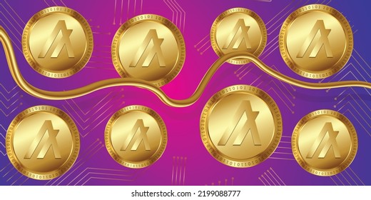 Algorand ALGO crypto currency golden coins vector illustration banner and background template