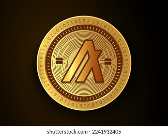 Algorand (ALGO) crypto currency symbol and logo on gold coin. Virtual money concept token based on blockchain technology. 