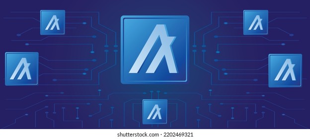 Algorand ALGO crypto currency vector illustration banner and wallpaper design. Altcoin background based on block chain technology. 
