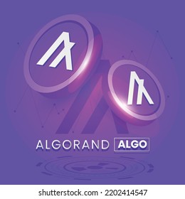 Ilustración vectorial de las monedas 3D de Algorand ALGO Cryptocurrency