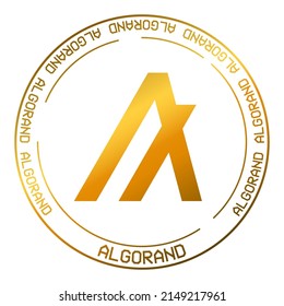 Algorand ALGO cryptocurrency vector money symbol. Blockchain currency gold gradient logo isolated on white background illustration