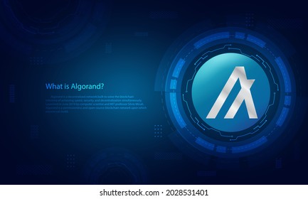 Algorand (ALGO) meaning concept.Abstract background blue technology.Futuristic design.