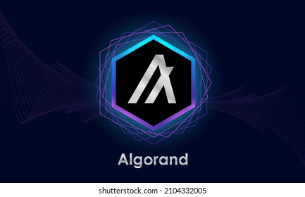 Algorand (Algo) purple design technology background.Crypto currency.Digital money exchange.