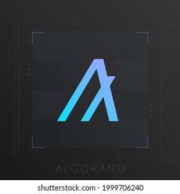 Algorand criptocurrency color gradiente logotipo con decoración de línea delgada.